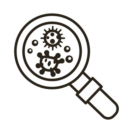 bacteria culture with magnifying glass line style icon vector illustration designのイラスト素材