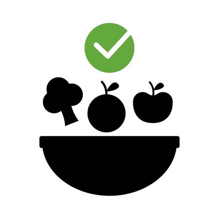 dish with vegetables healthy food silhouette style vector illustration designのイラスト素材