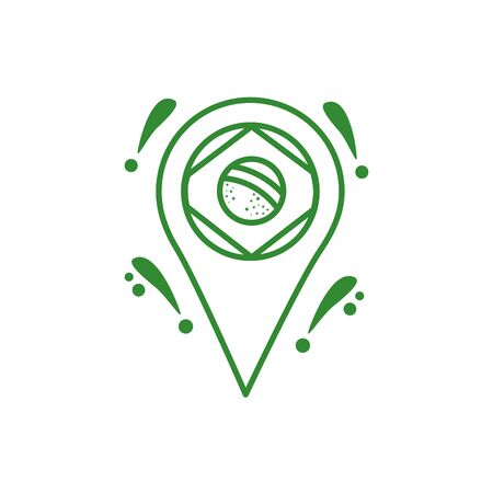 pin location with brazilian flag country vector illustration designのイラスト素材