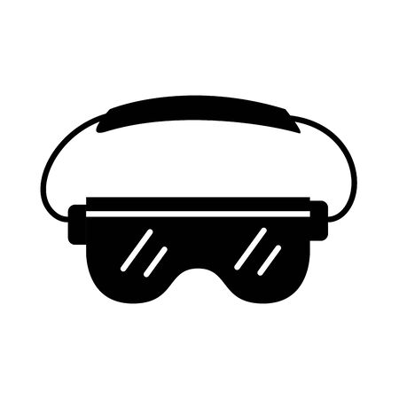 safety goggles accessory with covid19 particles silhouette style vector illustration designのイラスト素材