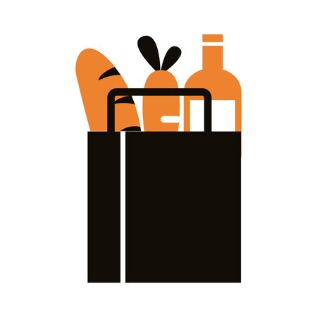 groceries in paper bag delivery service silhouette style vector illustration designのイラスト素材