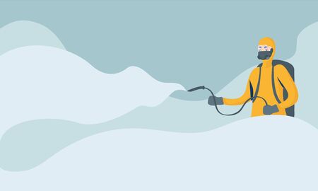 man cleaner with biosafety suit character vector illustration designのイラスト素材