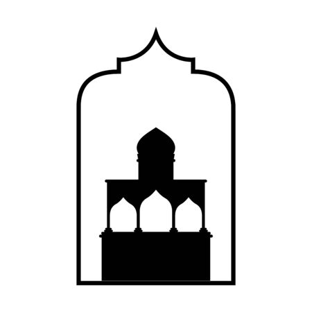 ramadan kareem monochrome mosque decoration vector illustration designのイラスト素材