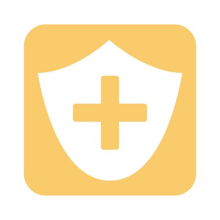 medical cross symbol with shield line style vector illustration designのイラスト素材