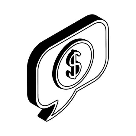 coin on bubble isometric line style icon of money financial banking commerce and market theme Vector illustrationのイラスト素材