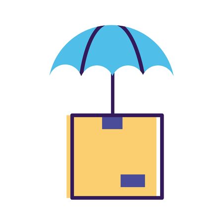 box carton with umbrella delivery service line and fill style vector illustration designのイラスト素材
