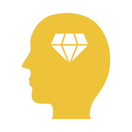 profile with diamond mental health silhouette style icon vector illustration designのイラスト素材