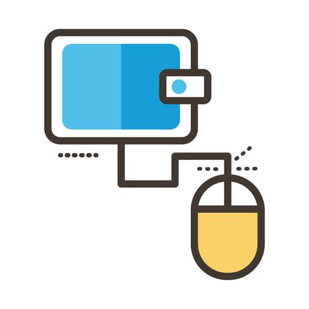 wallet money with mouse line and fill style icon vector illustration designのイラスト素材
