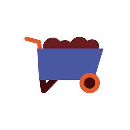 wheel barrow tool flat style icon vector illustration designのイラスト素材