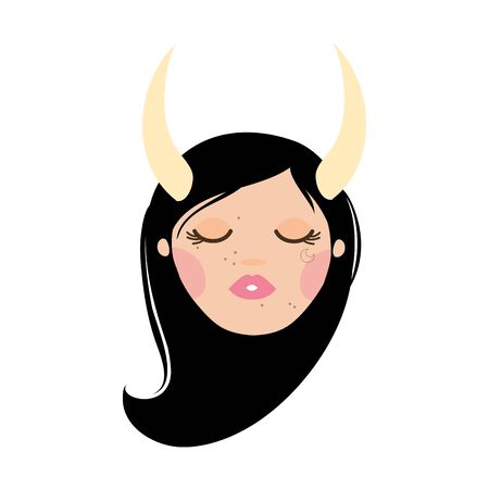 beautiful woman with taurus zodiac sign vector illustration designのイラスト素材