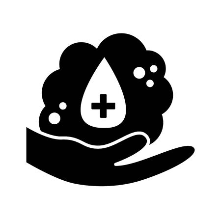 hands washing silhouette style icon vector illustration designのイラスト素材