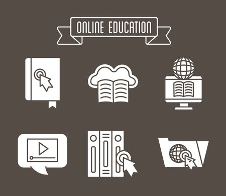 bundle of education online set icons vector illustration designのイラスト素材
