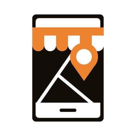 smartphone with pin location silhouette style icon vector illustration designのイラスト素材