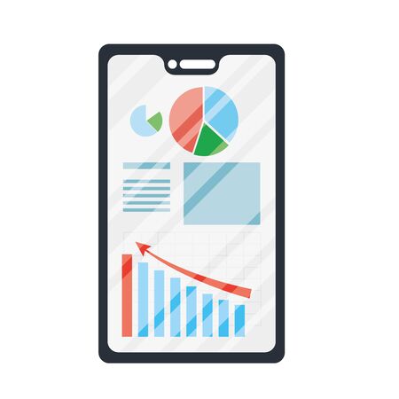 Infographic inside smartphone design, Data information business and analytics theme Vector illustrationのイラスト素材