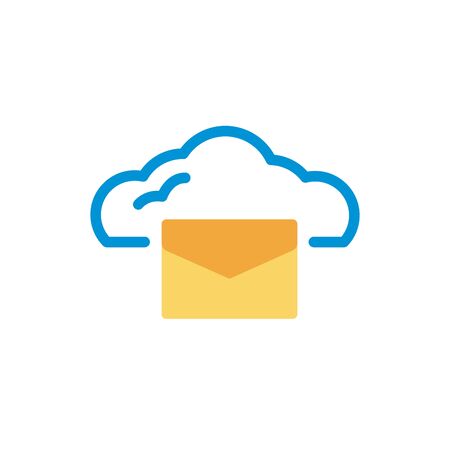 cloud computing with envelope lineal color style vector illustration designのイラスト素材