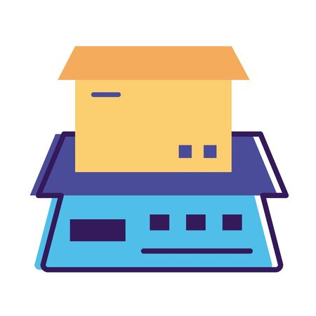 box carton in balance delivery service line and fill style vector illustration designのイラスト素材