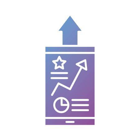 smartphone with statistics silhouette style icon vector illustration designのイラスト素材