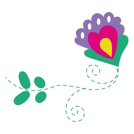 beautiful flowers and leafs garden decorative icon vector illustration designのイラスト素材