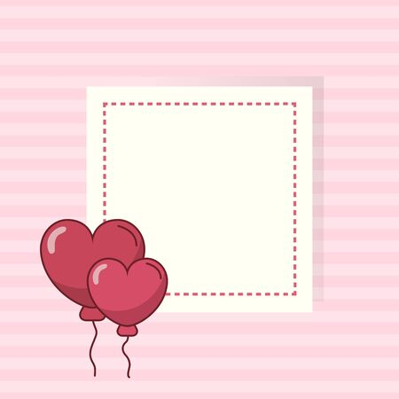 Frame with hearts balloons design of Valentines day love and passion theme Vector illustrationのイラスト素材