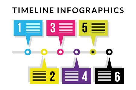 Timeline Infographics with numbers bubbles design, Data information business and analytics theme Vector illustrationのイラスト素材