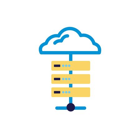 cloud computing with server lineal color style vector illustration designのイラスト素材