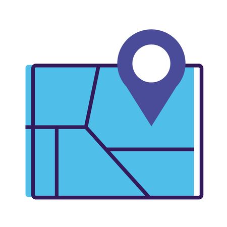 pin pointer location in paper map line and fill style vector illustration designのイラスト素材