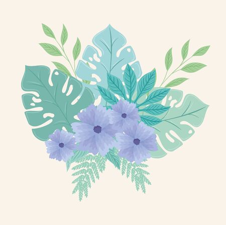flowers color pastel with leaves , nature concept vector illustration designのイラスト素材