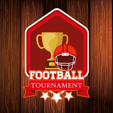 poster of american football with trophy and helmet vector illustration designのイラスト素材