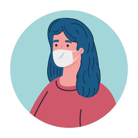 woman avatar with mask design of medical care and covid 19 virus theme illustrationのイラスト素材