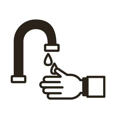 hands washing line style icon vector illustration designのイラスト素材