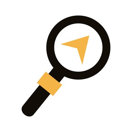 magnifying glass with compass guide silhouette style vector illustration designのイラスト素材