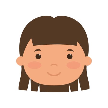 cute little girl head comic character vector illustration designのイラスト素材