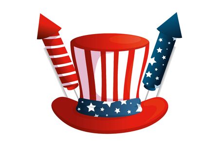 Usa hat with fireworks design, United states independence day and national theme Vector illustrationのイラスト素材