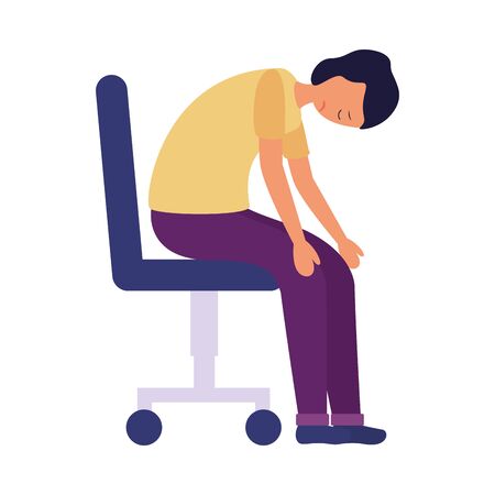 sick man on office chair design of medical care and covid 19 virus theme Vector illustrationのイラスト素材