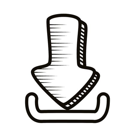 arrow down doodle line style icon vector illustration designのイラスト素材