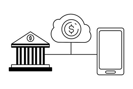 smartphone bank transaction money cloud storage online payment vector illustrationのイラスト素材
