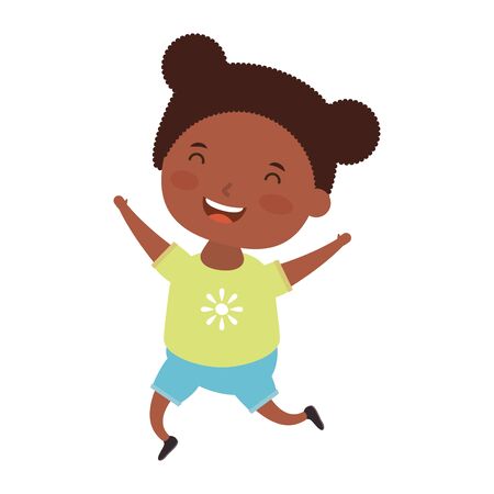 cute little afro girl comic character vector illustration designのイラスト素材