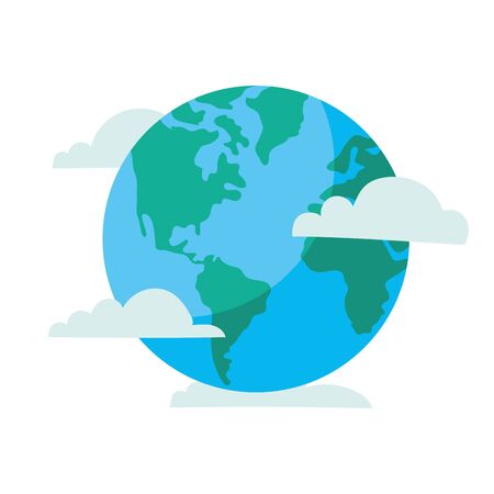 world planet earth with clouds vector illustration designのイラスト素材