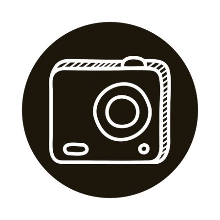 photographic camera doodle block style icon vector illustration designのイラスト素材