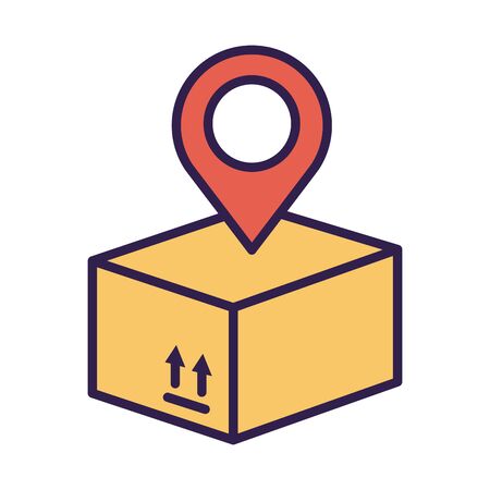 box carton packing with pin location line and fill style vector illustration designのイラスト素材