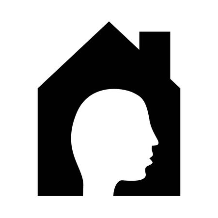 stay at home silhouette style icon vector illustration designのイラスト素材