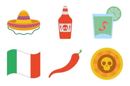 bundle of mexican set icons vector illustration designのイラスト素材