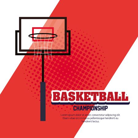 basketball championship, emblem, design of basketball and hoop basket vector illustrationのイラスト素材