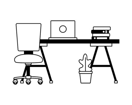 office desk chair laptop workplace vector illustrationのイラスト素材