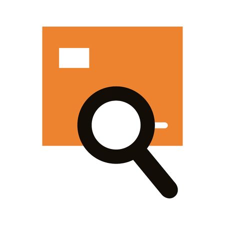 box carton with magnifying glass delivery service silhouette style vector illustration designのイラスト素材
