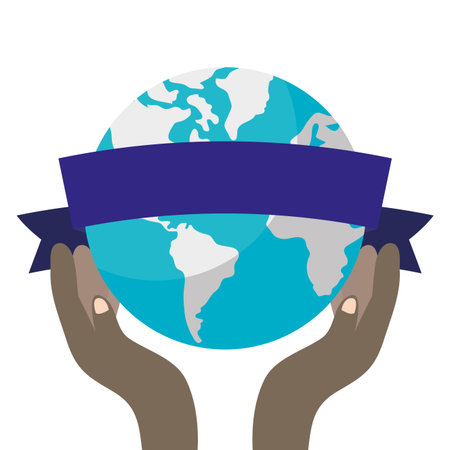 afro hands lifting world planet earth vector illustration designのイラスト素材