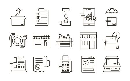 delivery food groceries service set icons vector illustration designのイラスト素材