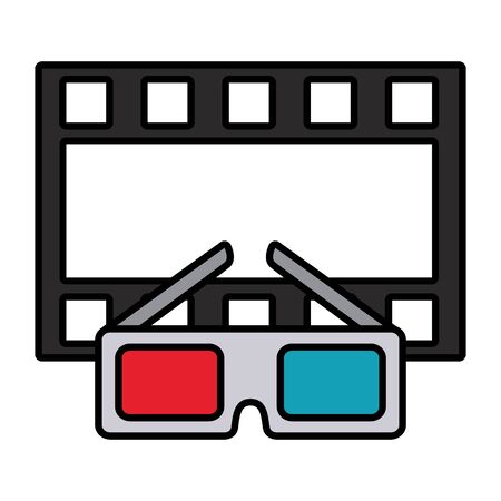 cinema glasses and movie tape isolated icon vector illustration designのイラスト素材