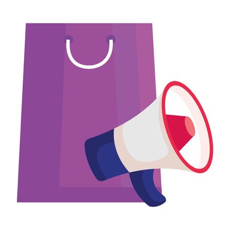 bag and megaphone design of Shopping commerce and market theme Vector illustrationのイラスト素材