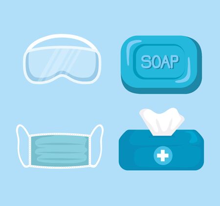 soap bar with foam, sanitizer cleaning concept vector illustration designのイラスト素材